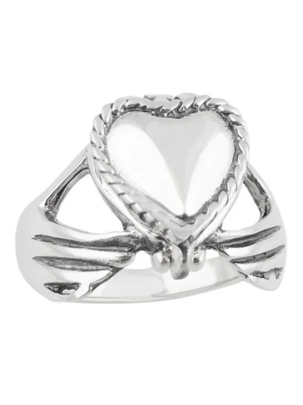 .925 Solid Sterling Silver Vintage Heart Claddagh Locket Victorian Poison Ring 7